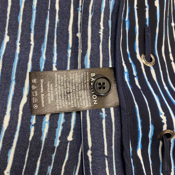 Babaton XS Blue White Pinstripe Kahlo Tie Robe Jacket Coat Aritzia Blazer Pocket - Picture 5 of 9